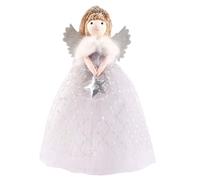 Angel Christmas Tree Topper with Wings, 10" Gold/Gray Angel Treetopper, Christmas Plush Ornaments, Indoor Christmass Decors, Table Home Bar Shop Decor