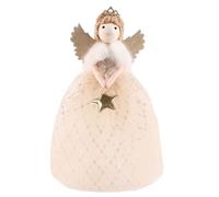 Angel Christmas Tree Topper with Wings, 10" Gold/Gray Angel Treetopper, Christmas Plush Ornaments, Indoor Christmass Decors, Table Home Bar Shop Decor