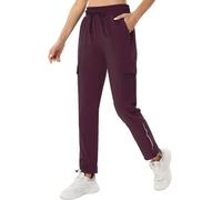 ANGEL CITIZ Pantalon de randonnée léger à séchage rapide pour femme avec 5 poches UPF 50+ 73,7 cm/78,7 cm, rouge vin, M