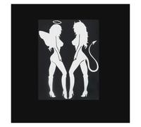 Angel Devil Sexy Girl Fun Personality Autocollant de Voiture Style de Voiture Noir/Argent(Silver 10.5CM)