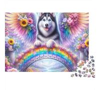 Angel Dog Rainbow Bridge 1000 Teile Puzzle 1000 Teile Karton Puzzle Für Gruppen Stressabbau Entspannung Brain Training Familienaktivität Partyspiel Geschenk 70x50cm/1000pcs