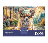 Angel Dog Scene Carton Robuste Puzzle Classique 1000 Pièce Corgi Villes pour Adultes Enfants Impossible Difficile Décoration Murale 38x26cm/1000pcs