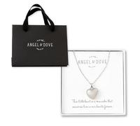 ANGEL & DOVE Collier en forme de cœur pour cendres funéraires en acier inoxydable avec pochette cadeau et carte