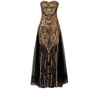 Angel-fashions Femme Sequin Sweetheart Mesh Lace up Banquet Robe Black 42