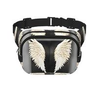 Angel Feathers Sac banane zippé avec sangle réglable pour jogging, cyclisme, Noir , Taille unique