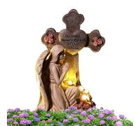 Angel Figurine Solar Light - Outdoor Garden Statue with Built-in LED, Waterproof Resin Construction, Long Lasting Illuminated, Ideal for Yard Patio Lawn Memorial | Powered Ornament Sympathy Decoration
