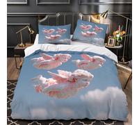 Angel Figurines Housse de Couette 3D Imprimée Microfibre Résistante 3 Pièces 2 Taies Super Douce classical Winged Linge de Lit Hypoallergique Entretien Facile for Garçon Super king（260x220cm）