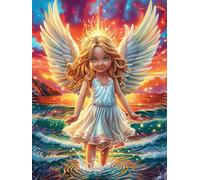 Angel Fille dans la forêt magique 1000 Pièces Puzzle Adolescent En Carton Rigide Conte de fées mignon d'accompagnement Difficulté Moyenne Activité Éducative Voyage Déplacement Cadeau Anniversaire Peti
