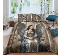 Angel Gabriel White Robe Housse de Couette 3 Pieces 3D Fermeture Eclair