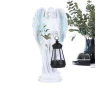 Angel Garden Statues, Resin Angels Sculptures with Solar Lantern, 4.06x3.35x4.88 inch Weatherproof & Eco Friendly, Yard Art Sculpture for Lawn, Walkway, Pathway, Patio, Driveway, Balcony and Backyard