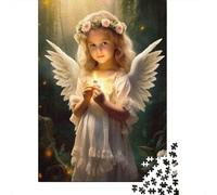Angel Girl Candle Light Jigsaw Puzzle for Adults Little Angel with Flower Crown Fun Present & Activity for Home Wall Decor 52x38cm 1000pcs