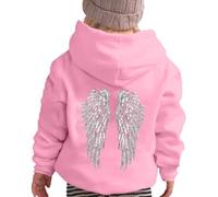 Angel Hoodie Sweat a Capuche Enfant avec Ailes d'ange en Strass et Poches Décontracté Sweatshirt Casual Manche Longue Hoodies Automne et Hiver Chaud Streetwear Sport Vêtements