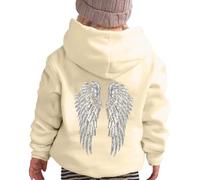 Angel Hoodie Sweat a Capuche Enfant avec Ailes d'ange en Strass et Poches Décontracté Sweatshirt Casual Manche Longue Hoodies Automne et Hiver Chaud Streetwear Sport Vêtements
