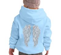 Angel Hoodie Sweat a Capuche Enfant avec Ailes d'ange en Strass et Poches Décontracté Sweatshirt Casual Manche Longue Hoodies Automne et Hiver Chaud Streetwear Sport Vêtements
