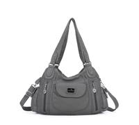 Angel Kiss Grand sac à bandoulière pour femme, sac à main hobo fourre-tout multi-poches en similicuir, gris