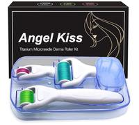 Angel Kiss - Kit derma roller 4 en 1 pour visage et corps, pour soins de la peau, avec rouleaux en titane 300/720 aiguilles 0,25 mm, 1 200 aiguilles 0,3 mm.