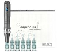 Angel Kiss Microneedling Pen - Derma Pen Professionnel Sans Fil avec 6 Cartouches et Étui de Rangement - Compatible avec les Cartouches Dr. Pen M8