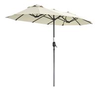 Angel Living 297 x 153cm Double parasol Parasol de marché Parasol de jardin Parasol de terrasse Protection solaire UV50+ (Cream)