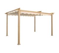 Angel Living 4 x 3 m Pergola en Aluminium, Coulissant rétractable, Tissu en Polyester de Haute densité, Hydrofuge et résistant aux Rayons UV, abri de Jardin pour Jardin, terrasse Beige