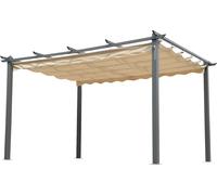 Angel Living 5846900 Pergola Gris en aluminium Pavillon et polyester Toit beige réglable (3x4M)