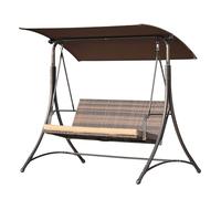 Angel Living Balancelle de Jardin 159T, avec Toit Marron et Chaise en rotin tissé, 170 x 110 x 153 cm (3 Places)