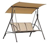 Angel Living Balancelle de Jardin 3 Places avec Toit Pare-Soleil, Chaise de Jardin, Toit Inclinaison Réglable pour Jardins, Terrasses, Balcons, 173x110x152cm (Marron)