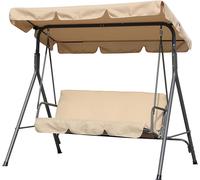 Angel Living Balançoire de jardin 3 places avec protection solaire (Beige)
