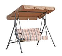 Angel Living Balançoire de Jardin en Métal avec Parasol Balançoire 3 Places avec Coussin Ajustable et Plafond pour Terrasse, Balcon Extérieur, Acier, Max. 240 kg - 169x110x151cm (Kaki)