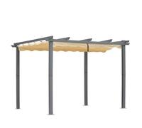 Angel Living [Mise à Jour] Pergola en Aluminium avec Toit rétractable, pavillon au Design élégant, Gazebo avec Tissu en Polyester imperméable et résistant aux UV, Usage extérieur (3x3, Beige)