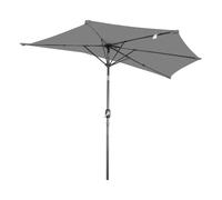 Angel Living Parasol Demi Rond 2.7m Balcon de Jardin Contre Mur avec Manivelle, Tissu Polyester Anti-UV, Structure Métal, pour Terrasse Patio (Gris)