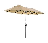 Angel Living Parasol Double avec Manivelle, Avec Traitement Hydrofuge et Protection UV 50+, pour Jardin Balcon Terrasse Extérieur Piscine Plage Sans Socle (Beige, 2.97 x 1.53M)
