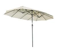 Angel Living Parasol Double avec Manivelle, Avec Traitement Hydrofuge et Protection UV 50+, pour Jardin Balcon Terrasse Extérieur Piscine Plage Sans Socle (Crème, 4.6 x 2.7M)