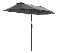 Angel Living Parasol Double avec Manivelle, Avec Traitement Hydrofuge et Protection UV 50+, pour Jardin Balcon Terrasse Extérieur Piscine Plage Sans Socle (Gris, 2.97 x 1.53M)