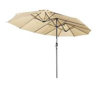 Angel Living Parasol Double avec Manivelle, Avec Traitement Hydrofuge et Protection UV 50+, pour Jardin Balcon Terrasse Extérieur Piscine Plage Sans Socle (Beige, 4.6 x 2.7M)