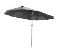 Angel Living Parasol Double avec Manivelle, Avec Traitement Hydrofuge et Protection UV 50+, pour Jardin Balcon Terrasse Extérieur Piscine Plage Sans Socle (Gris, 4.6 x 2.7M)