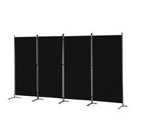 Angel Living Paravent 4 Panneaux Cloison modulable pour intérieur/extérieur Séparateur d'espace avec Structure métallique et Toile Polyester pour Salon Chambre Bureau Balcon (Noir, 324 x 169 cm)