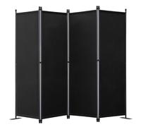 Angel Living Paravent 4 Panneaux Diviseurs de Chambre Séparateur de Panneaux Indépendant Paroi de Séparation Murale Séparation Visuelle pour Bureaux, Chambre à Coucher, 224 x 165cm (Noir)