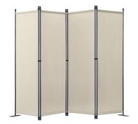 Angel Living Paravent 4 Panneaux Diviseurs de Chambre Séparateur de Panneaux Indépendant Paroi de Séparation Murale Séparation Visuelle pour Bureaux, Chambre à Coucher, 224 x 165cm (Beige)