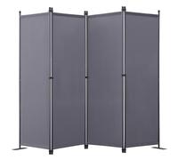 Angel Living Paravent 4 Panneaux Diviseurs de Chambre Séparateur de Panneaux Indépendant Paroi de Séparation Murale Séparation Visuelle pour Bureaux, Chambre à Coucher, 224 x 165cm (Gris)