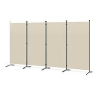 Angel Living Paravent 4 Panneaux Diviseurs de Chambre Séparateur de Panneaux Indépendant Paroi de Séparation Murale Séparation Visuelle pour Bureaux, Chambre à Coucher, 324 x 169cm (Beige)
