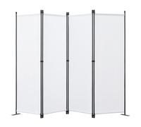 Angel Living Paravent 4 pièces - Paravent Pliable - en Acier et Polyester - Blanc