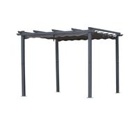 Angel Living Pergola en Aluminium avec Toit Rétractable, 3x3M,Pavillon au Design Elégant, Gazebo avec Tissu en Polyester Imperméable et Résistant aux UV, Usage Extérieur, Gris