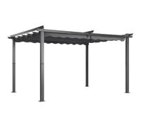 Angel Living Pergola en Aluminium 3 x 4 m avec Toit rétractable pour terrasse extérieure, Jardin, Barbecue, Gris (Gris)