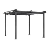 Angel Living Pergola en Aluminium, Coulissante Rétractable, Tissu en Polyester Haute Densité Hydrofuge et Résistant aux UV, Abri Soleil Pavillon de Jardin pour Jardin Terrasse (Gris, 3x3M)