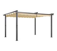 Angel Living Pergola en Aluminium, Coulissante Rétractable, Tissu en Polyester Haute Densité Hydrofuge et Résistant aux UV, Abri Soleil Pavillon de Jardin pour Jardin Terrasse (Beige, 4x3M)