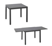 Angel Living Table de Jardin, Extensible, Bureau en Tôle d’Acier à Grain de Bois Embossé, Rectangulaire 80/160 X 80 X 75 cm, à Manger d'Extérieur, Gris