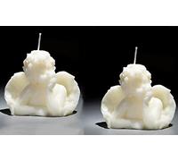 Angel Lot de 2 bougies parfumées au soja sculptées à la main pour décoration d'intérieur (blanc laiteux)