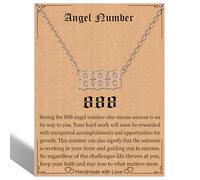 Angel Number Rose Gold 888 Necklace For Women,Dainty Silver Plated Number 340 Pendant Choker Chain Numerology Jewelry Necklace Gifts for Women Girls