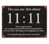 Angel Numbers 11:11 Vintage Tin Wall-Art 12x8 Inch