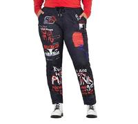 Angel of Style Femme Grandes Tailles Pantalon Esprit Jogging, Tissu froissé dans Un imprimé All-Over, Coupe Loose Fit Noir 54 846295100-52